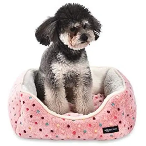 Amazon Basics Cuddler Bolster Pet Bed, Pink Polka Dots Amazon Basics Cuddler Bolster Pet Bed, Pink Polka Dots