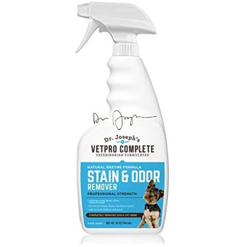 VetPro Complete Pet Stain & Odor Remover - Enzyme Powered Odor & Stain Eliminator for Dog and Cat Urine, Feces, Vomit, and Drool, Professional Strength 32 oz.