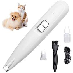 Dog Clippers, Dog Grooming Clippers Kit, Professional Low Noise Grooming Clippers Trimmers, Cordless USB Rechargeable Electric Pet Hair Clippers for Dogs Cats Around Face Paws Eyes Ears Rump White