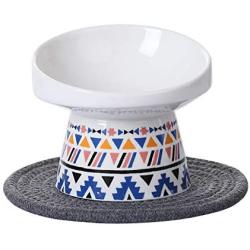 LIONWEI LIONWELI Ceramic Tilted Elevated Cat Dog Bowl Raised Cat Food Water Bowl Dish no Spill Pet Comfort Feeding Bowls with Mat