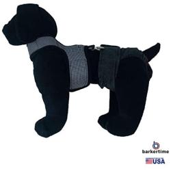 Barkertime Dog Diaper Suspender Harness - Black and White Gingham Diaper Suspender Harness to Keep Dog Diapers On, L - Made in USA