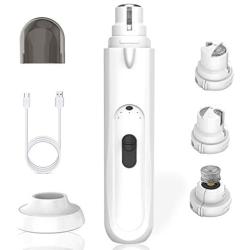TaoHorse Dog Nail Grinder, Cat Nail Clippers with Rechargeable Base and LED Light, 3-Speed Electric Rechargeable Pet Nail Trimmer Painless Paws Grooming Trimming for S/M/L Dogs Pets Cats Rabbits