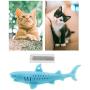 IKAAR Catnip Toys Interactive Cat Toys Catnip Fish Toy Toothbrush, Soft Mint Shark Shaped Cat Chew Toy for Cats Kitten Chew Pet Supplies Pack of 2 (Blue + Pink)