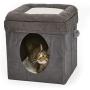 MidWest Homes for Pets New World Cat Cube with Cat Bed Topper, 15.5L x 15.5W x 16.5H, Gray