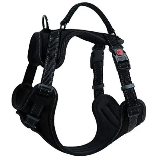 No Pull Choke Front Lead Reflective Weighted Dog Vest Harness with 2 Leash Clips, Black Adjustable Soft Padded Dog Harness with Easy Control Handle for Small Medium and Large Dogs No Pull Choke Front Lead Reflective Weighted Dog Vest Harness with 2 Leash Clips, Black Adjustable Soft Padded Dog Harness with Easy Control Handle for Small Medium and Large Dogs