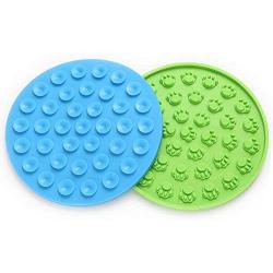 Tewadoo Lick Mat for Dogs, Slow Feeder Dog Bowls as Dog Puzzle Toys Silicone Super Suction Licking Mat for Dogs, Cats Distraction When Bathing, Grooming, Training(2pcs, Blue and Green)