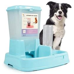 ASENVER 2-in-1 Pet Automatic Feeder Dog Food Water Dispensers with Large Capacity Food Container Gravity Water Bottle