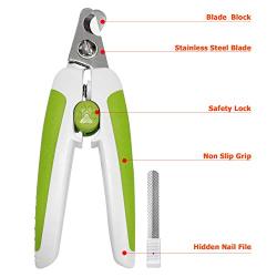 SuReady Dog Nail Clippers - Pet Nails Trimmer for Dogs or Cats with Safety Guard to Avoid Over-Cutting, Free Nail File & Lock Switch, Sturdy Non-Slip Handles