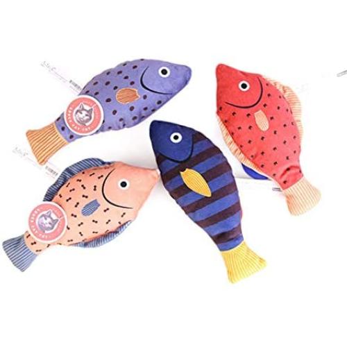 Cat Toys, 4pc Cat Toys for Indoor Cats,Cat Chew Toy Bite Resistant Catnip Toys for Cats,Plush Fish Shape Toy, Perfect for Biting and Chewing,Interactive for Cat Funny Toys for Pets