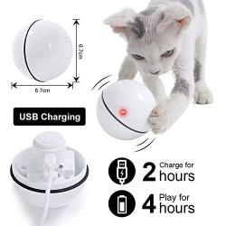 YEPLING Smart Interactive Cat Toy, Newest Version 360 Degree Self Rotating Ball USB Rechargeable Pet Toy Build-in Spinning Led Light Stimulate Hunting Instinct for Indoor Cat