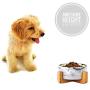 TBA ATAROD Ceramic Raised Dog Bowl Food Water cat Basic Bowl with Anti-Slip Wooden Stand Protect Neck Joints Pet Feeding Bowls Easy to Clean Healthy Eating