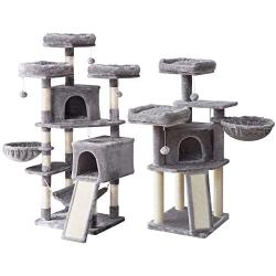 IBUYKE Cat Tree Tower Condo Cat Play Furniture with Sisal Scratching Posts Perches Houses Kitten Play House, Light Gray, UCT012021W