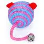 Pudwy Lovely Stripe Nylon Rope Round Ball Mouse Long Tail Bell Pet Cat Bite Play Toy Cat Supplies