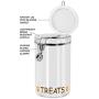Oggi Acrylic Airtight 51-Ounce Pet Treat Canister with Treats and Paws Motif -Food Storage Container