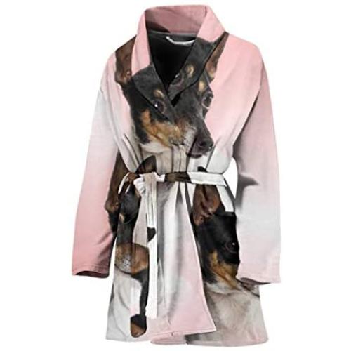 Toy Fox Terrier Dog Print Womens Bath Robe