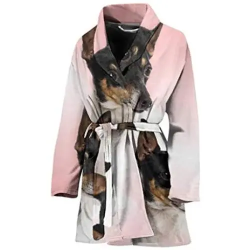 Toy Fox Terrier Dog Print Womens Bath Robe Toy Fox Terrier Dog Print Womens Bath Robe