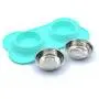 Super Design Double Bowl Pet Feeder Stainless Steel Food Water Bowls with No Spill Silicone Mat for Dogs Cats Small Light Green Super Design Double Bowl Pet Feeder Stainless Steel Food Water Bowls with No Spill Silicone Mat for Dogs Cats Small Light Green