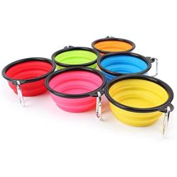 Moli Mall 2 pcs Folding Pet Bowl Travel Pet Cup with Carabiner Silicone Material (Red)
