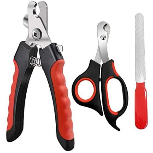 LDJZON Pet Nail Clippers and Trimmers Set Safety Guard to Avoid Over Cutting Razor Sharp Blades Grooming Tool for All Small Large Dog Cat