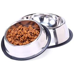 NAIYO Dog Bowl Stainless Steel Dog Bowl with Rubber Base for 8oz 16oz 26oz Small/Medium/Large Dogs,Pets Feeder Bowl and Water Bowl Perfect Choice,Dogs and Kittens