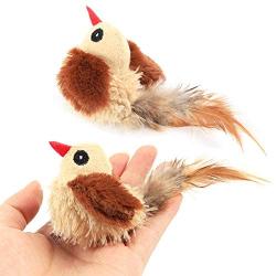 ocijf179 Pet Toy Feather Tail Simulation Bird Cat Electronic Sounding Toy Pets Biting Supplies - Birds