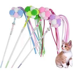 redcolourful Quality Pet Supplies, Cat Stick Teaser Rod Feather Bell Tassel Cat Teeth Grinding Toy Colorful Cloth Strips L Ideal Pet Product