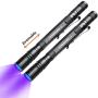 UV Flashlight Pen, LED 395nm Ultraviolet Flashlight, Zoomable Blacklight Flashlight IP54 Waterproof Detector for Pet Urine, Cat Dog Stains, Bed Bug, Household Wardrobe Toilet - 2 Pack