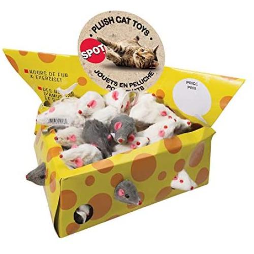 Ethical Pet Products (Spot) CSO2928BX 60-Pack Plush Mice Cheese Wedge Shape Cat Toy, 2-Inch