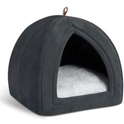 Bedsure Kitten Bed Cave Bed for Cats & Dogs - 15/19 inches Up to 11lbs 2-in-1 Kitty Bed/Cat Hut/Covered Cat Bed Caves with Removable Washable Cushioned Pillow, Indoor Pet Cat Dog Beds for Pets