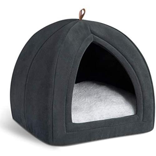 Bedsure Kitten Bed Cave Bed for Cats & Dogs - 15/19 inches Up to 11lbs 2-in-1 Kitty Bed/Cat Hut/Covered Cat Bed Caves with Removable Washable Cushioned Pillow, Indoor Pet Cat Dog Beds for Pets