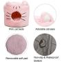N/PP Cat Beds Cave for Indoor Cats 2 in 1 Foldable Pink/Grey Self Warming Kitten Pet Bed Washable