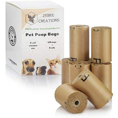 Dog Poop Bags 100% Biodegradable Compostable Unscented Disposable Plastic Free Large Premium Doggy Waste Trash Bag ASTM D6400 Certified 120 Count