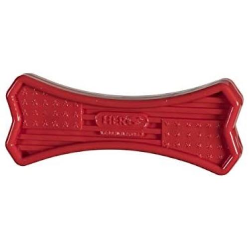 Hero USA, Made in USA Soft Rubber Dog Toy, Ideal for Fetching & Chewing, Indestructible Dog Toy (Bone, Small, Red)