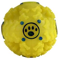 KINREX Food Dispenser for Dog and Cat - Interactive Dog Toys - Funny Dog Puzzle - IQ Treat Ball - Yellow 4''