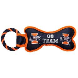 Pet Goods Manufacturing BONERP-050 NCAA Illinois Fighting Illini Bone with Rope Dog Toy