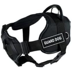 Dean & Tyler Black with Reflective Trim Fun Dog Harness with Padded Chest Piece, Guard Dog, Small, Fits Girth Size 22-Inch to 27-Inch