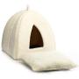 Hollypet Self-Warming 2 in 1 Foldable Cat Bed, Comfortable Triangle Kittens Cave Tent House