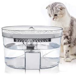 XYUE Cat Water Fountain, 2L Pet Water Dispenser with Clear Water Tank, Automatic USB Powered Water Feeder with Carbon Filtration for Dogs, Ultra-Quite Pet Water Bowl