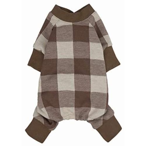 Fitwarm 100% Cotton Buffalo Plaid Dog Clothes Puppy Pajamas Pet Apparel Cat Onesies Jammies Doggie Jumpsuits