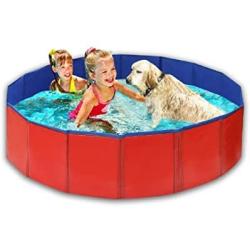 HCILY Pet Bath Pool Collapsible Kids Pool Plastic Dog Cat Wash Tub in The Garden