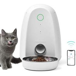 DOGNESS Smart Feed Automatic Cat Feeder, Wi-Fi Enabled Pet Feeder for Cat and Small Dog, Smartphone App for iOS and Android, Fresh Lock System Auto Food Dispenser (2L Feeder, White)