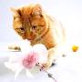 ocijf179 Cat Teaser Pet Cat Kitten Teaser Beads Bell Plush Ball Feather Playing Stick Wand Chew Toy - Grey