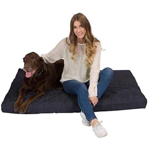 Pet Support Systems XL Orthopedic Memory Foam Dog Bed - 100% Made in USA - Luxury Washable Pet Bed - X-LARGE 40''x35''x4'' (Blue Denim)