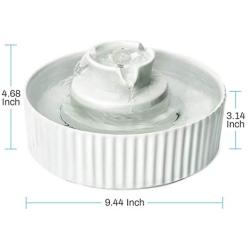 NautyPaws Cat Water Dispenser Ceramic, Cat Water Bowl Ceramic, 2.1L, Drinking Fountains Bowl for Cats and Dogs with Replacement Filters and Foam