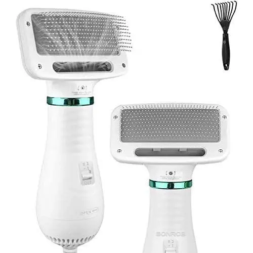 BONROB Pet Hair Dryer, 2 in 1 Portable Home Pet Grooming Hair Dryer with Slicker Brush and Fur Remover, Adjustable Temperature Settings & Low Noise, Pet Care for Medium Small Large Dogs Cats BONROB Pet Hair Dryer, 2 in 1 Portable Home Pet Grooming Hair Dryer with Slicker Brush and Fur Remover, Adjustable Temperature Settings & Low Noise, Pet Care for Medium Small Large Dogs Cats
