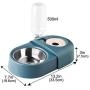 ECOSCO Pet Dog Cat Water Food Double Bowls Set, Detachable Stainless Steel Bowl, Dispenser Bottle Cat Bowl,Non-Wet Mouth Leak-Proof Automatic Water Storage Feeding Bowl