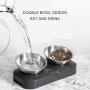 Soly Teche Cat Bowls for Food and Water, Double Cat Bowls with Stand Elevated 15° Tilted Raised Cat Bowl Stainless Bowl for Cats