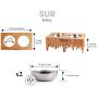 WOOD & TAIL Designer Elevated Dog and Cat Handmade Solid Wood Feeder, Premium Raised Food and Water Stand with 2 Stainless Steel Bowls.Perfect for Small and Medium Pets,Sur