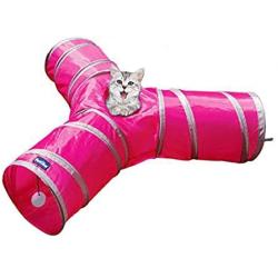 PetLike 3 Way Cat Tunnel for Indoor Cats Collapsible Pop-up Pet Tube Peek Hole Hideaway Play Toys for Cats with Ball