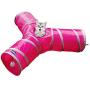 PetLike 3 Way Cat Tunnel for Indoor Cats Collapsible Pop-up Pet Tube Peek Hole Hideaway Play Toys for Cats with Ball